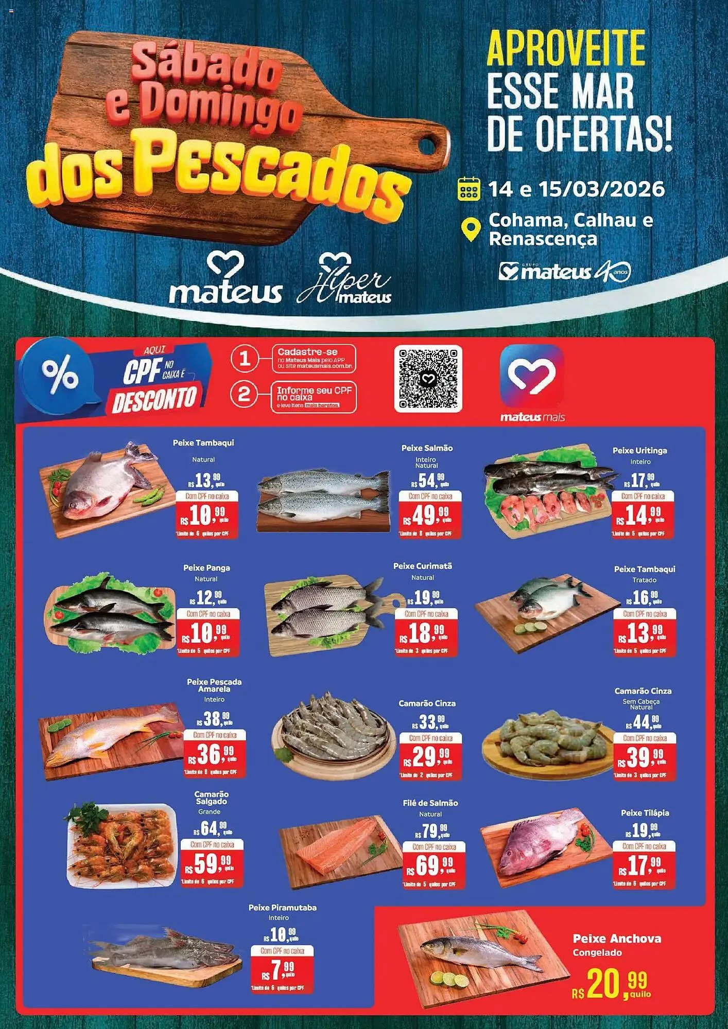 Encarte de Catálogo Supermercados Mateus 14 de março até 15 de março 2026 - Pagina 1