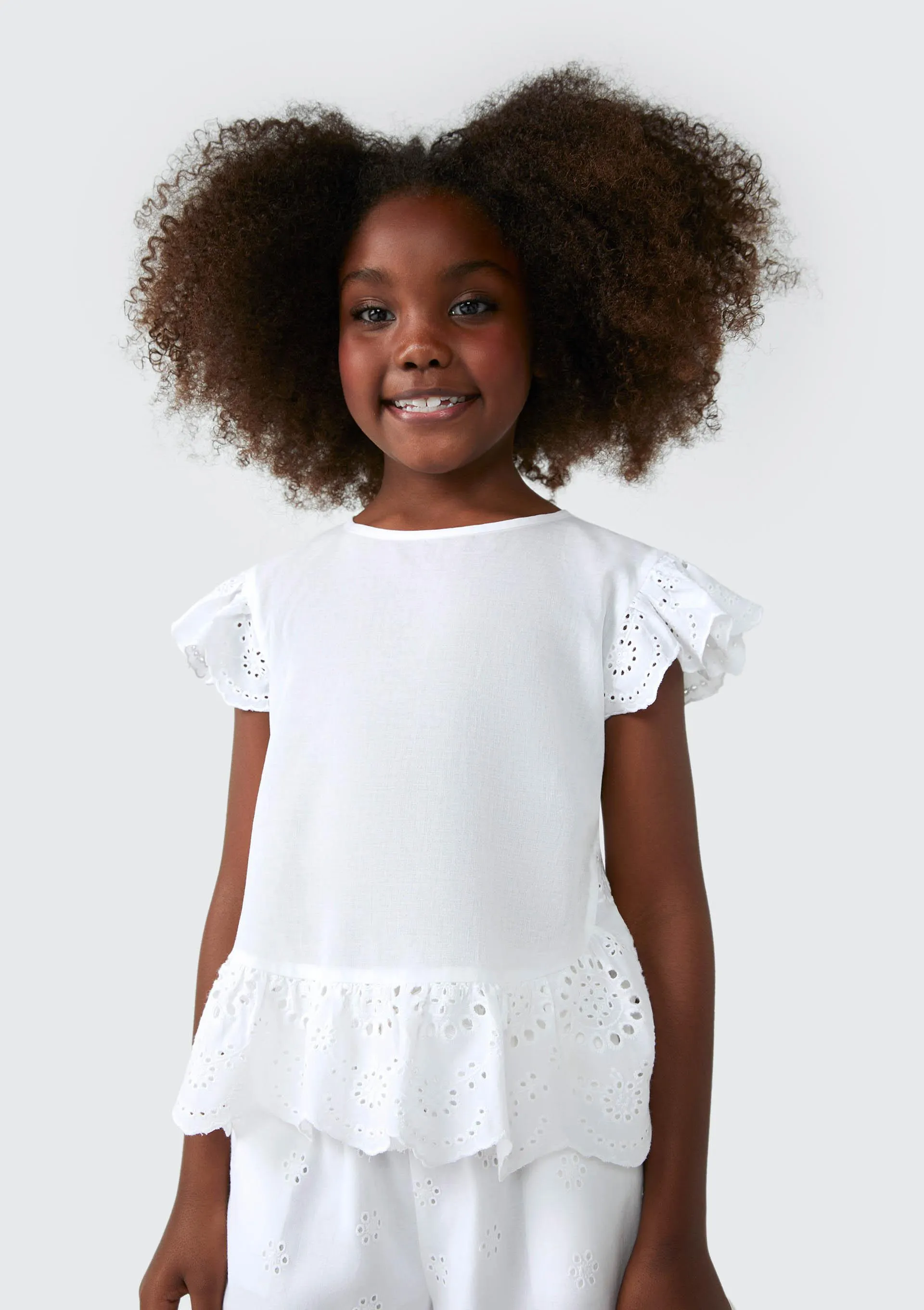 Blusa Infantil Menina Com Babados - Branco