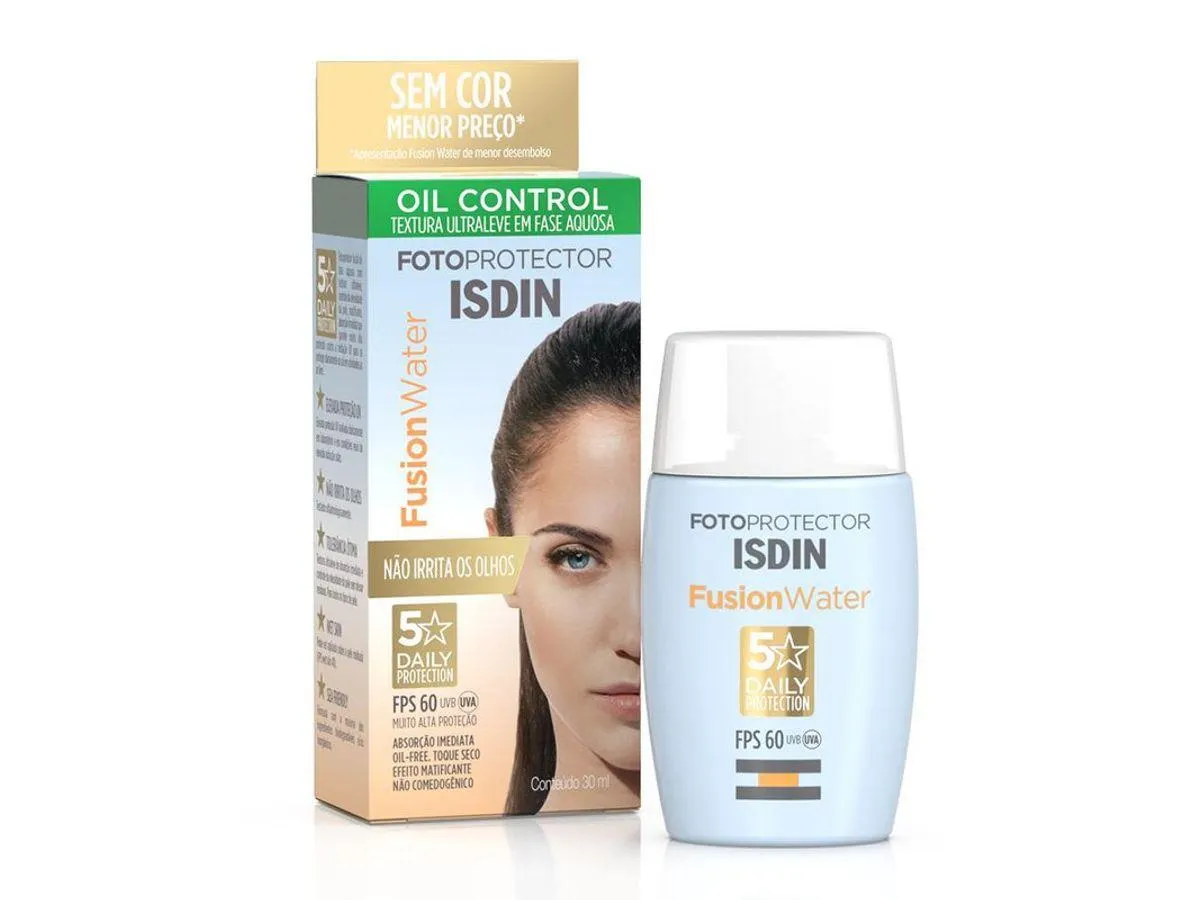Protetor Solar Facial Isndin Fotoprotector Fusion Water 5 Stars FPS60 Sem Cor 30ml