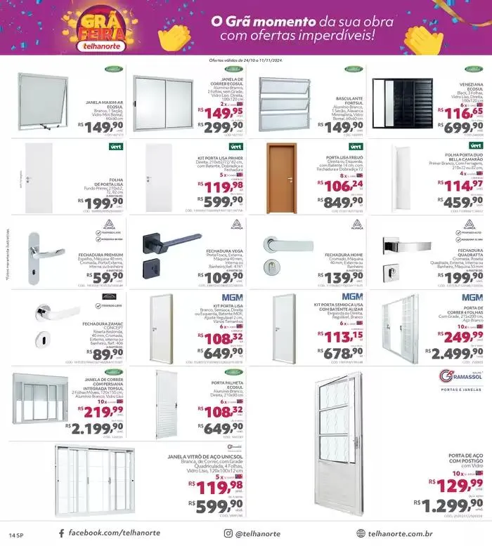 Encarte de GRÃ FEIRA TELHANORTE 24 de outubro até 11 de novembro 2024 - Pagina 14