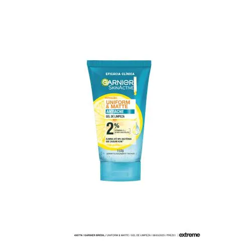 Gel de Limpeza Facial Garnier Uniform & Matte Antiacne 150G