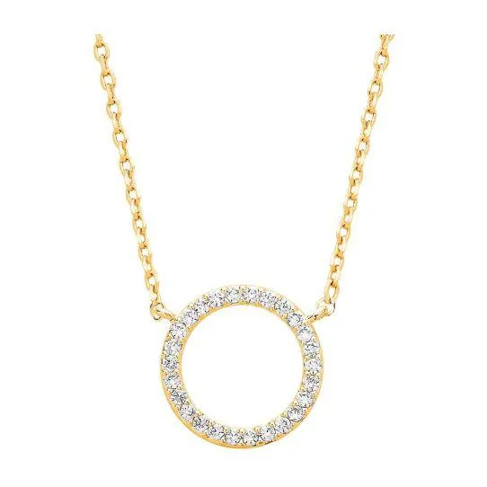 Large Pave Circle Necklace Set