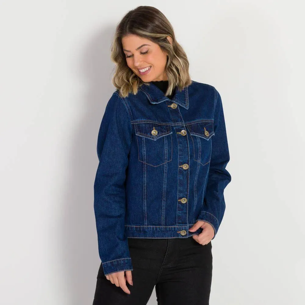 Jaqueta Jeans Sky Blue Patricia Foster Azul Escuro