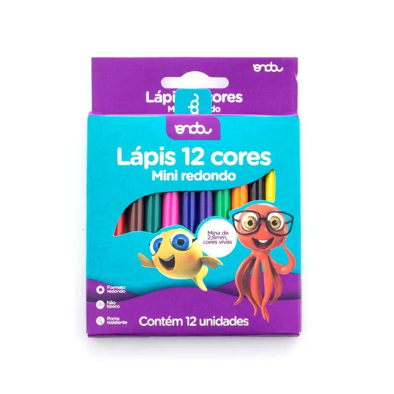 Lápis 12 Cores Mini Redondo - Onda