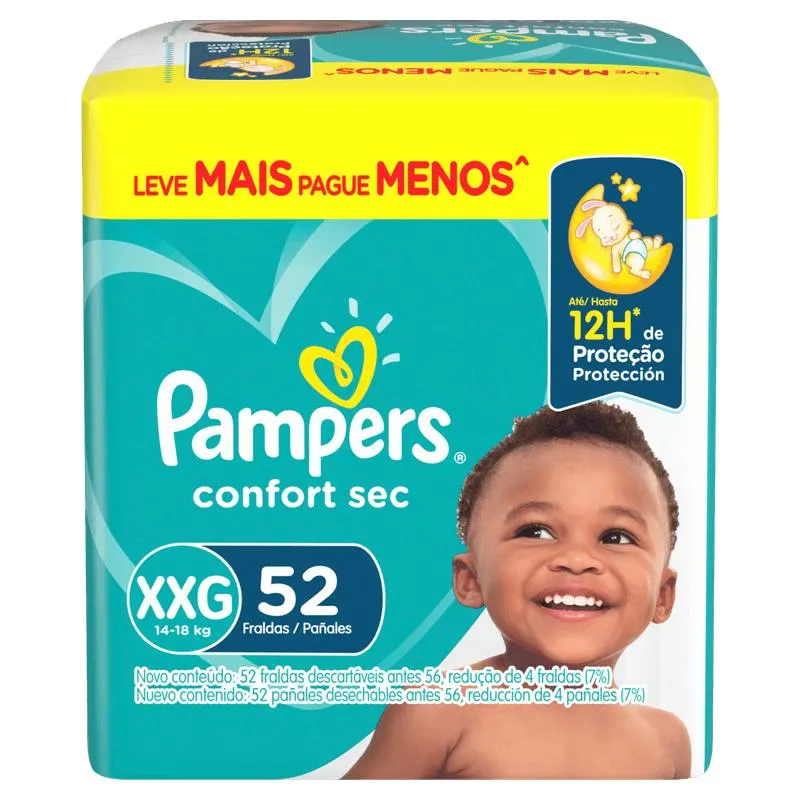 Fralda Pampers Confort Sec XXG - 52 unidades