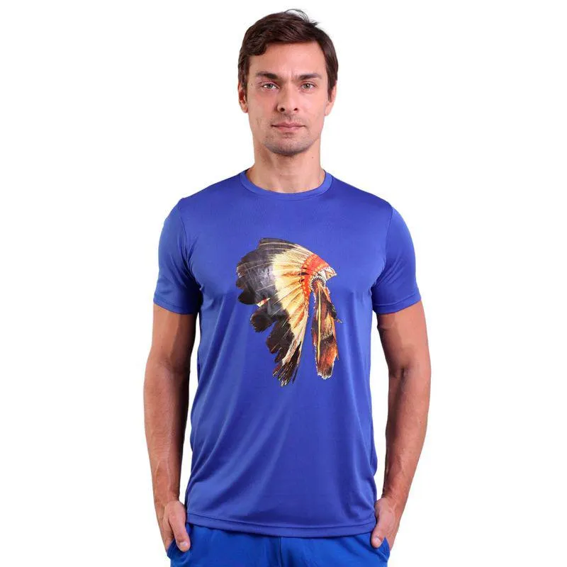 Camiseta Masculina Manga Curta Estampada Trendz Azul Bic