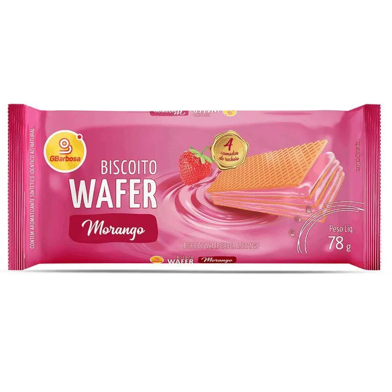 Biscoito Wafer Gbarbosa Morango 78g