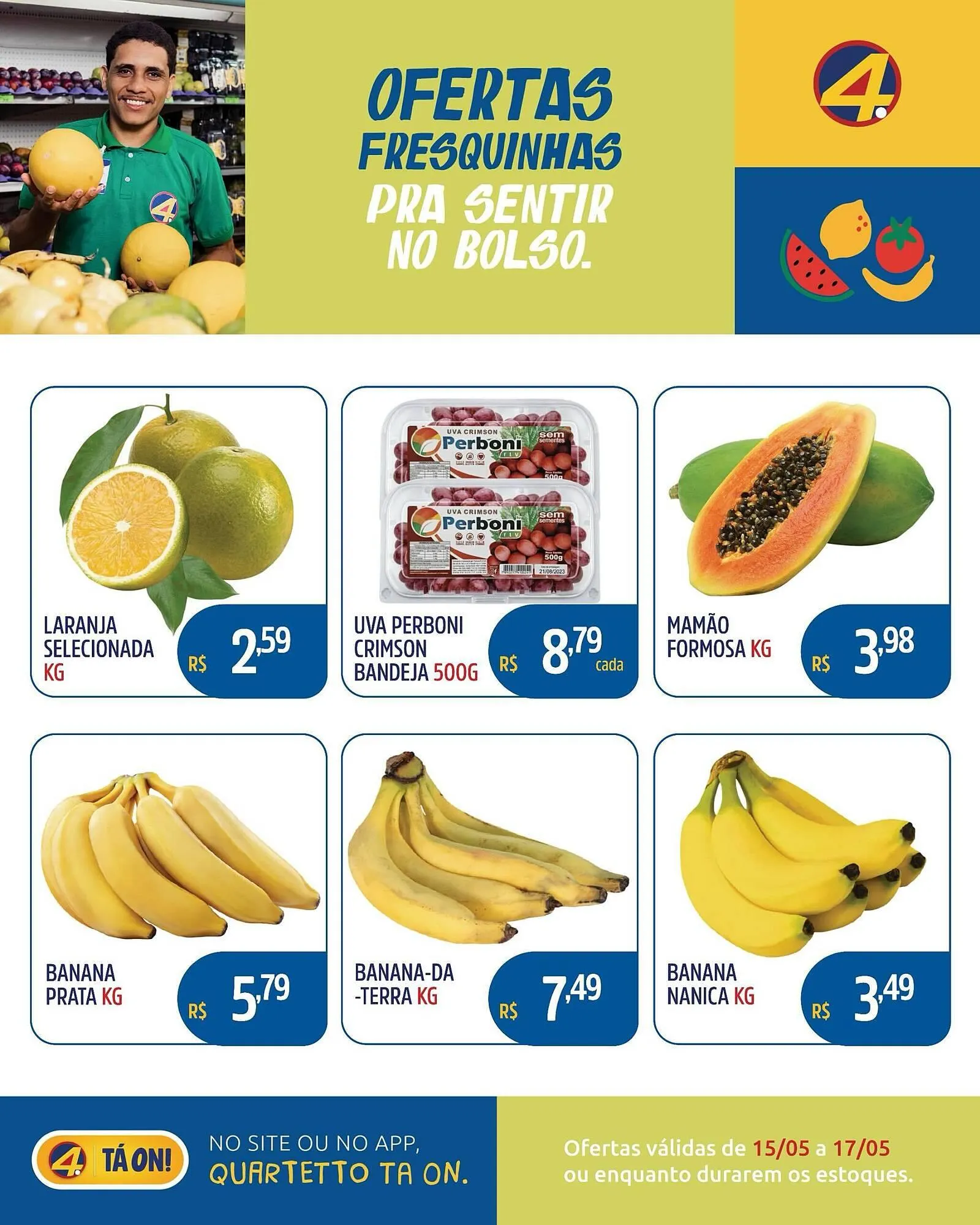 Encarte de Catálogo Quartetto Supermercados 15 de maio até 17 de maio 2026 - Pagina 1