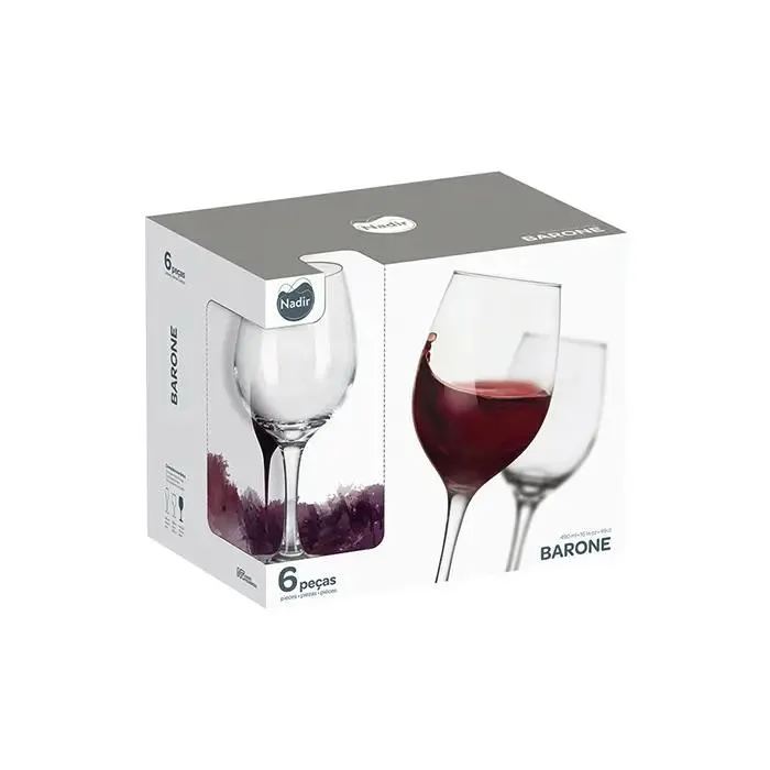 Jogo de Taças para Vinho Barone Nadir 490ml 6 peças Giftbox