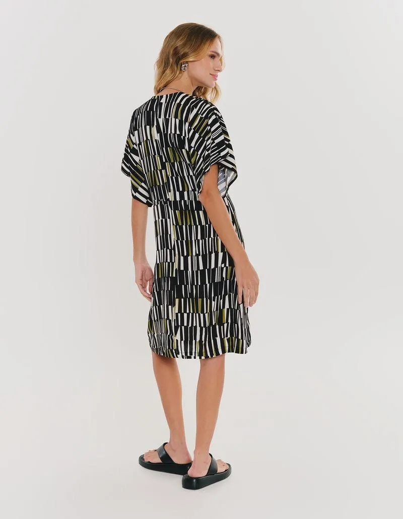 Vestido Curto Estampado Volpi - Preto