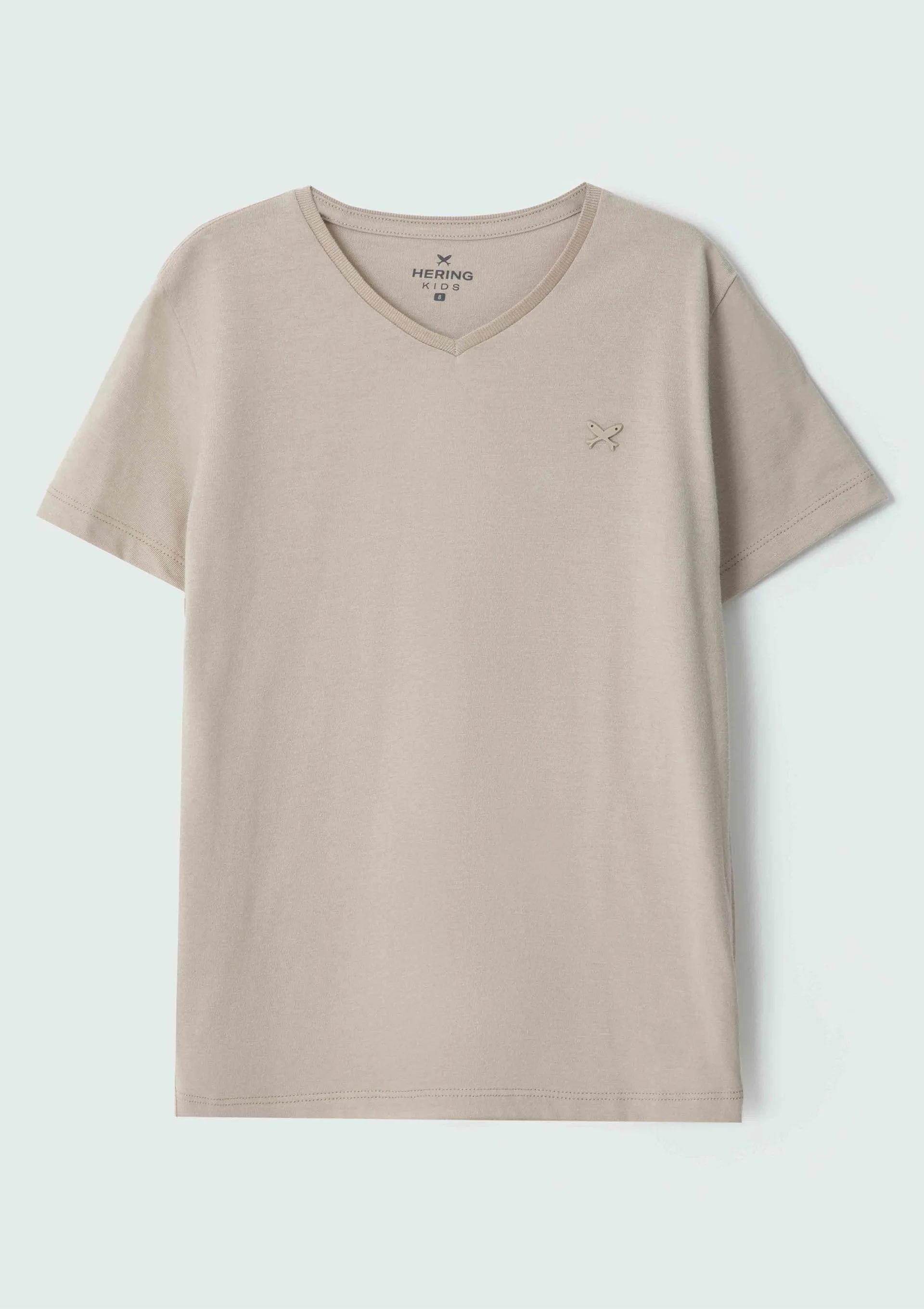 Camiseta Básica Infantil Menino Flamê Em Decote V Hering Kids - Marrom