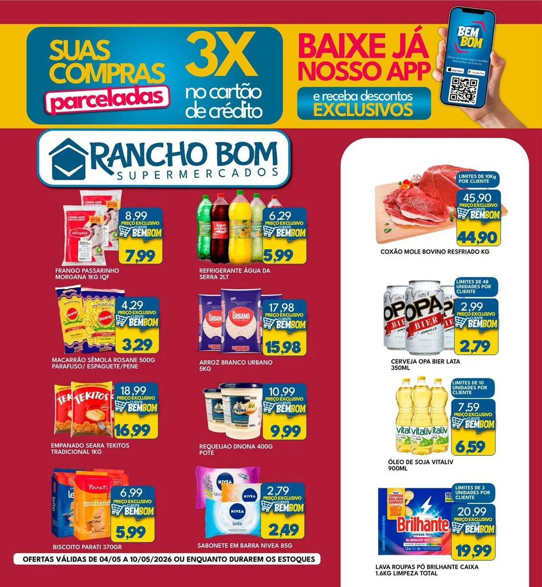 Encarte de Catálogo Rancho Bom Supermercados 4 de maio até 10 de maio 2026 - Pagina 1