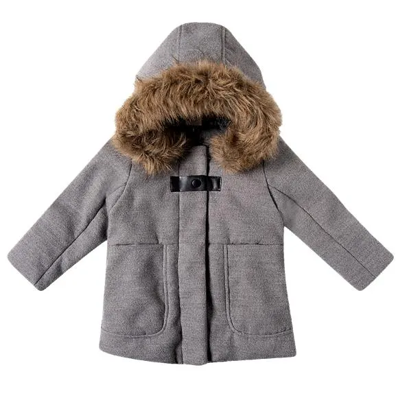 Casaco com capuz cinza mescla lã toddler tip top