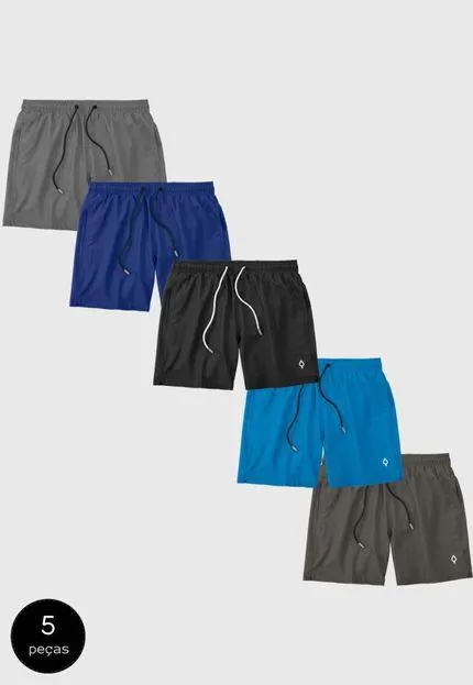Kit 5 Shorts Bermudas Praia Liso Lisa Masculino Tactel Básico Moda Básica Colorido