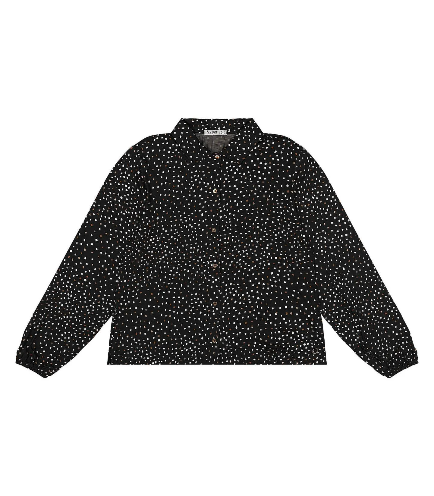 Camisa Plus Size Manga Longa Secret Glam Preto