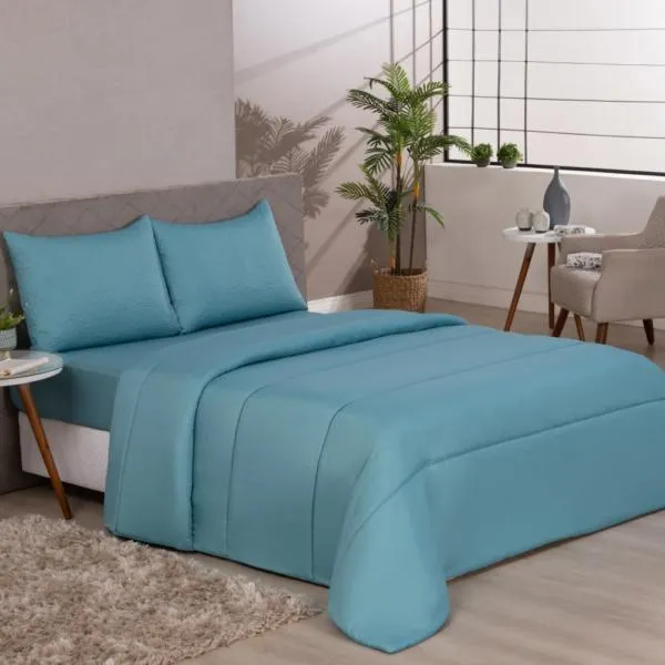 Edredom Queen Microfibra Colors Azul Envelhecido Vestcasa