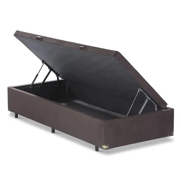 Base Cama Box com Baú Abertura Lateral Suede Marrom King Star