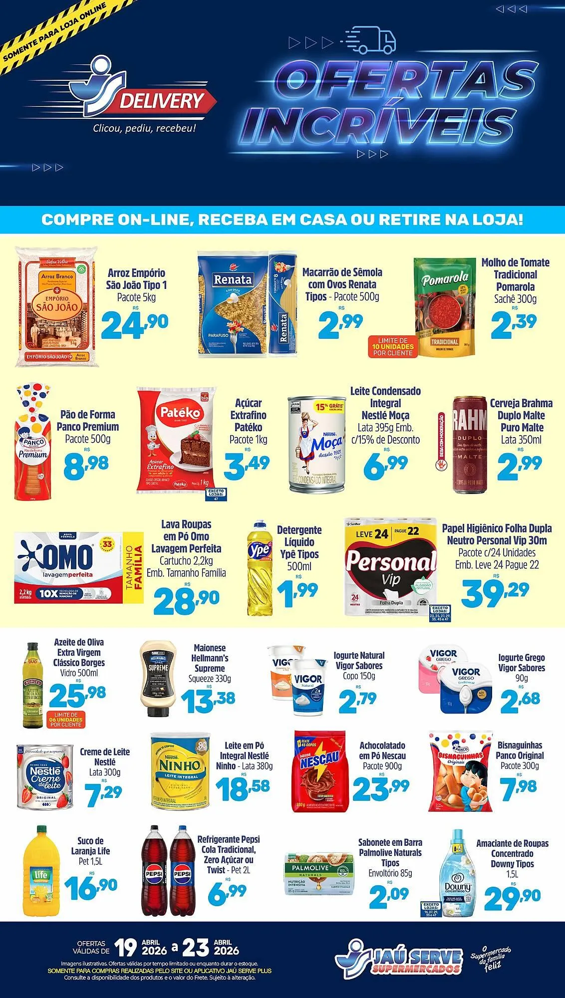 Encarte de Catálogo Supermercados Jau Serve 20 de abril até 23 de abril 2026 - Pagina 1
