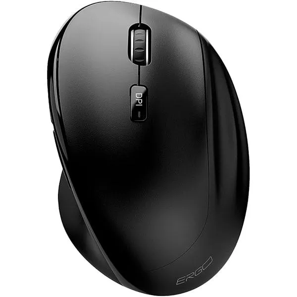 Mouse ergonômico sem fio, 1600 DPI, Preto, MWBE05, Ergo - CX 1 UN
