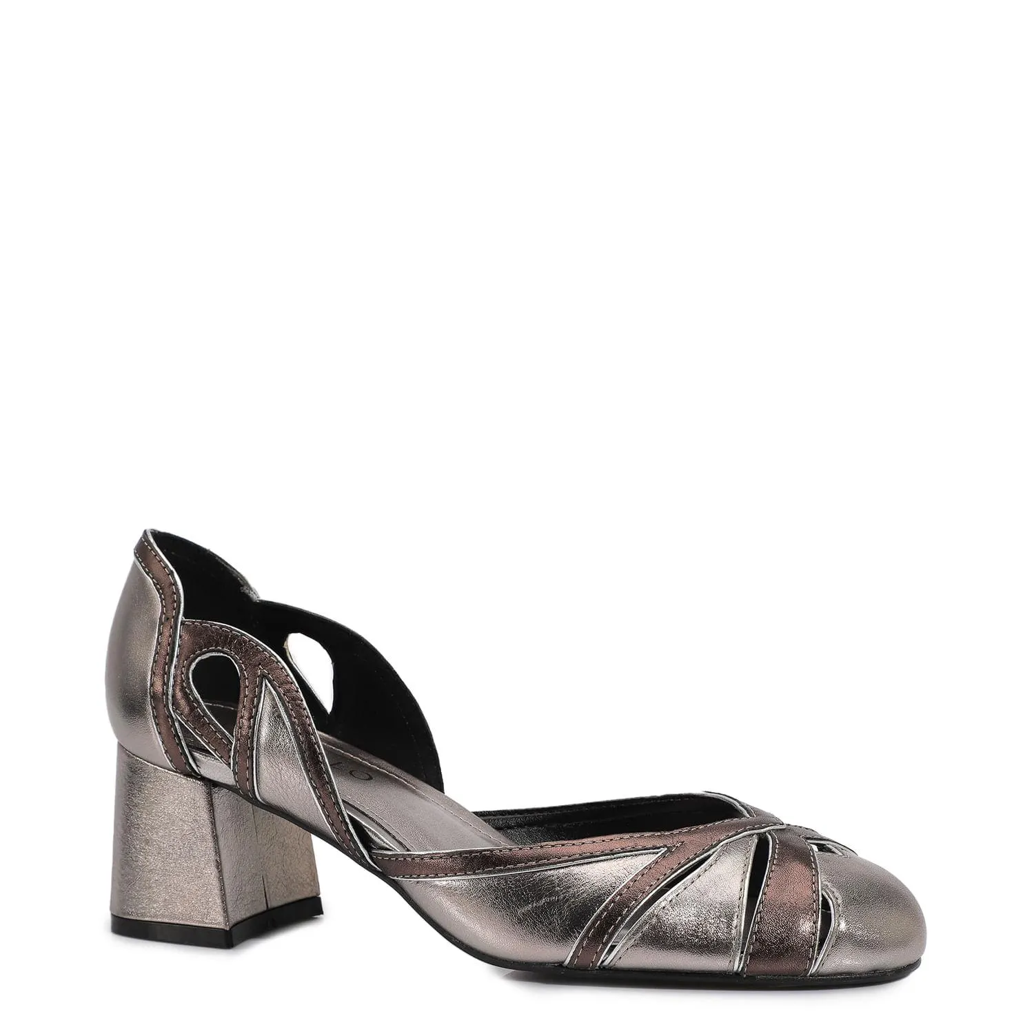 Scarpin Couro Prata