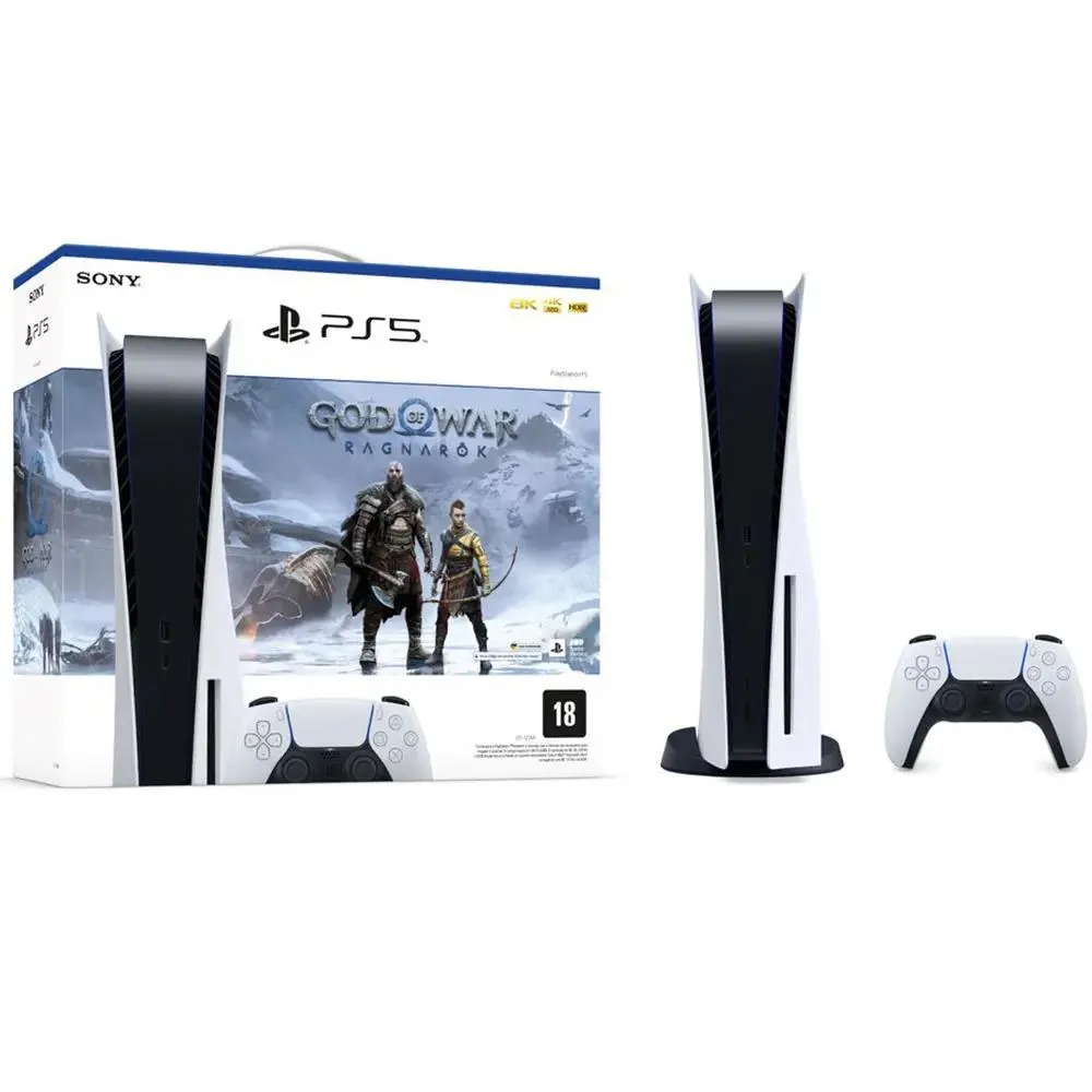 Console Playstation 5 856GB SSD + God of War Ragnarok - Branco/Preto - Bivolt