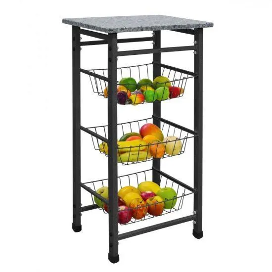 Fruteira Açomix Max Forte - Tampo em Granito - Craqueado Preto