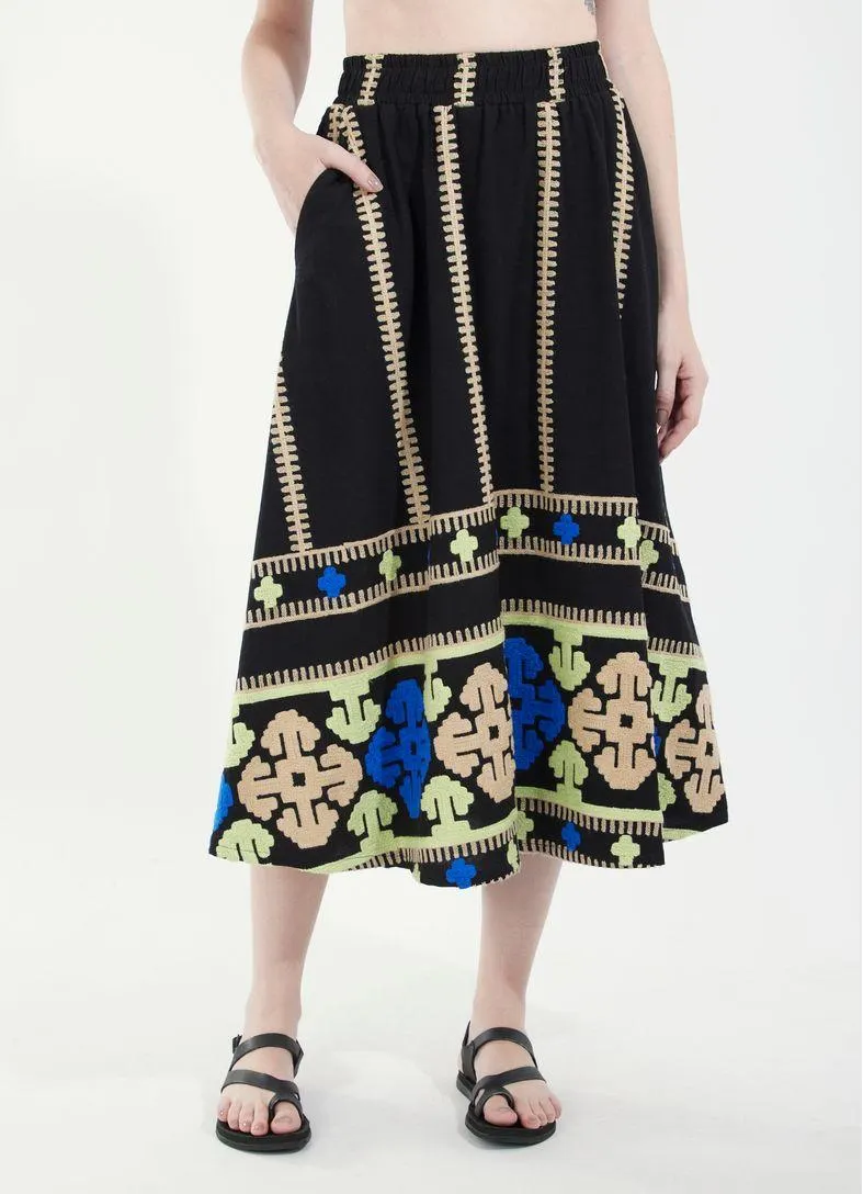 Saia algodão bordado tapeçaria