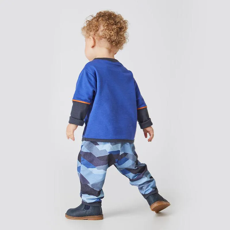 Conjunto Horizonte Manga Longa Azul