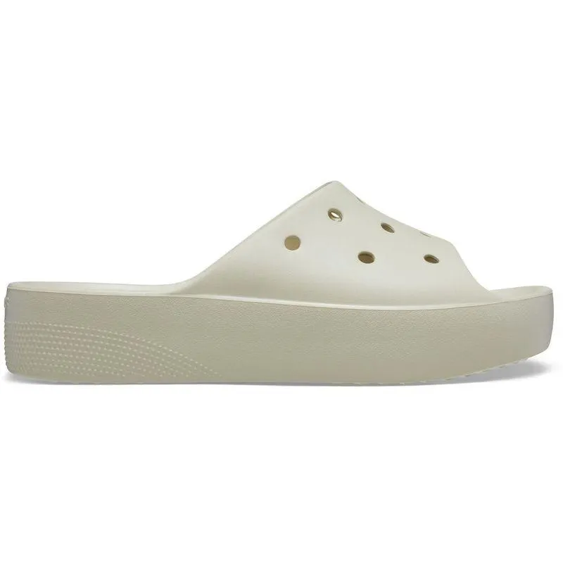 Chinelo Crocs Classic Platform Slide BONE