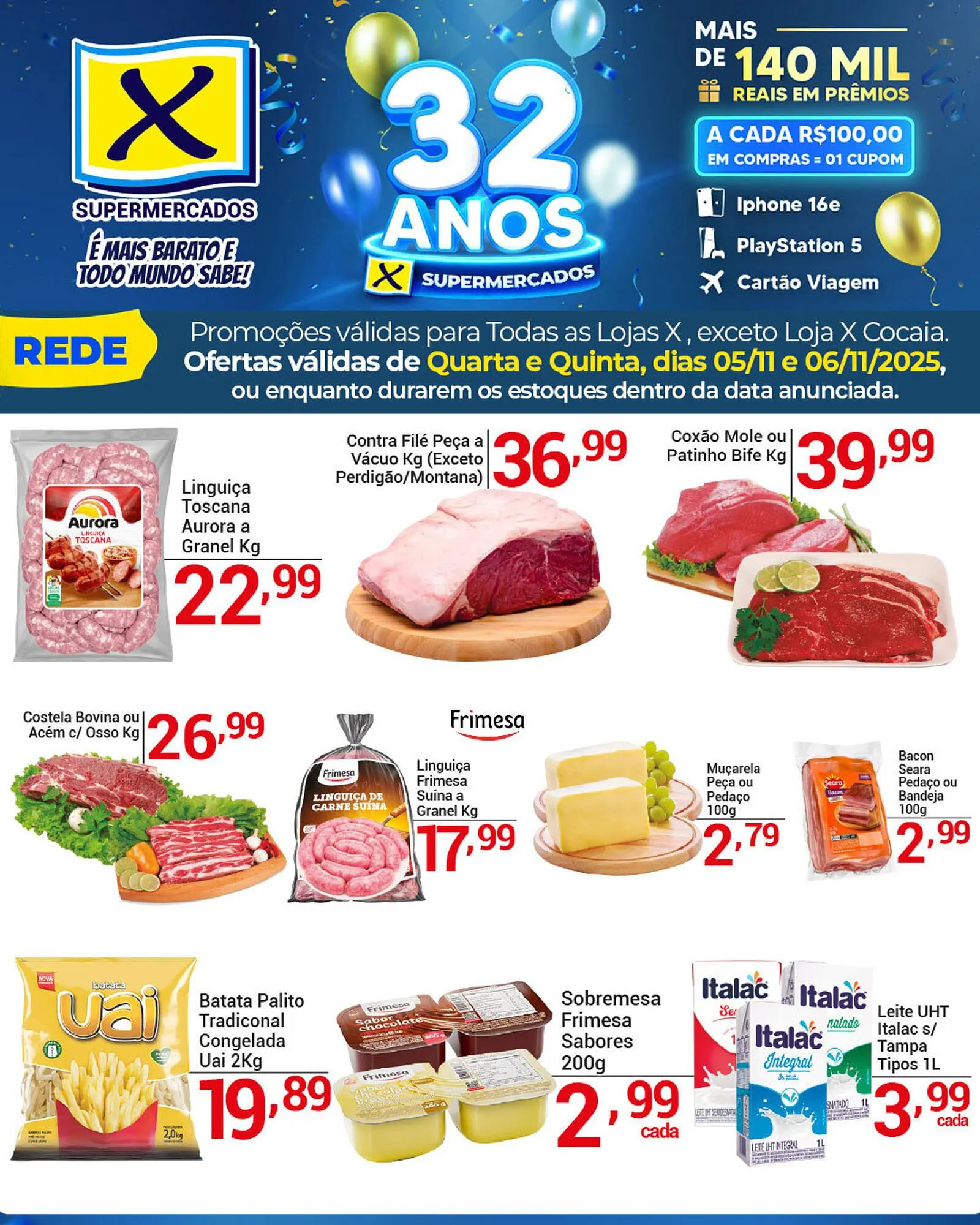 Encarte de Folheto X Supermercados 5 de novembro até 6 de novembro 2025 - Pagina 1