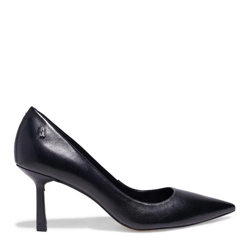 Scarpin Couro Preto Salto Fino