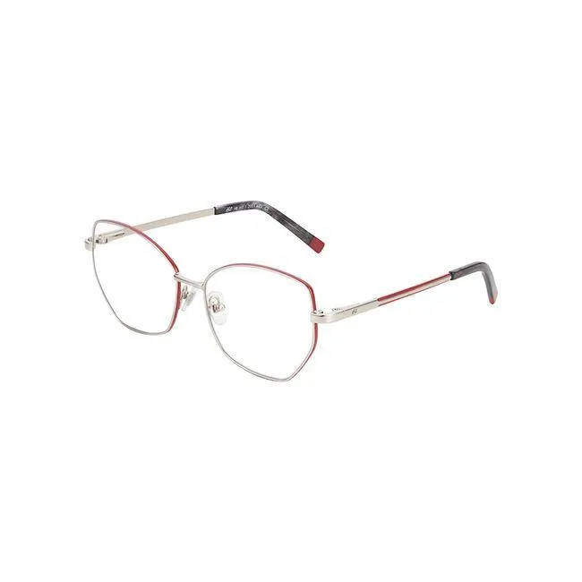 Armação de Óculos de Grau Hit, modelo 2001, cor Prata com Vermelho, tamanho 54