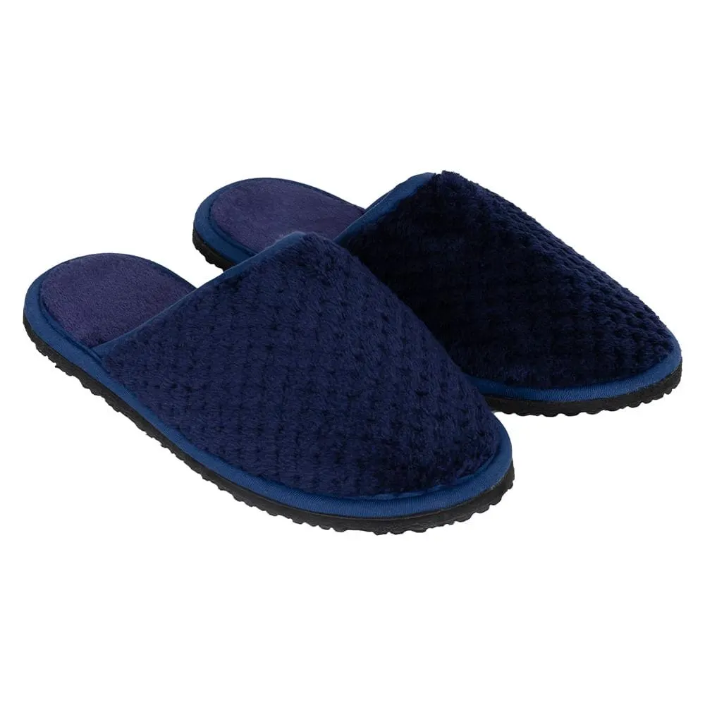Pantufa Feminina 100% Poliéster Solado de EVA Estampa Azul Marinho Tamanho 35/40 SN0964 - Stuf