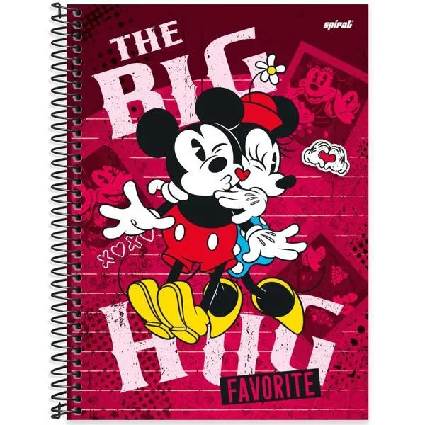 Caderno universitário capa dura 1x1 80 folhas, Disney Mickey & Minnie, Spiral, 2276601 - PT 1 UN