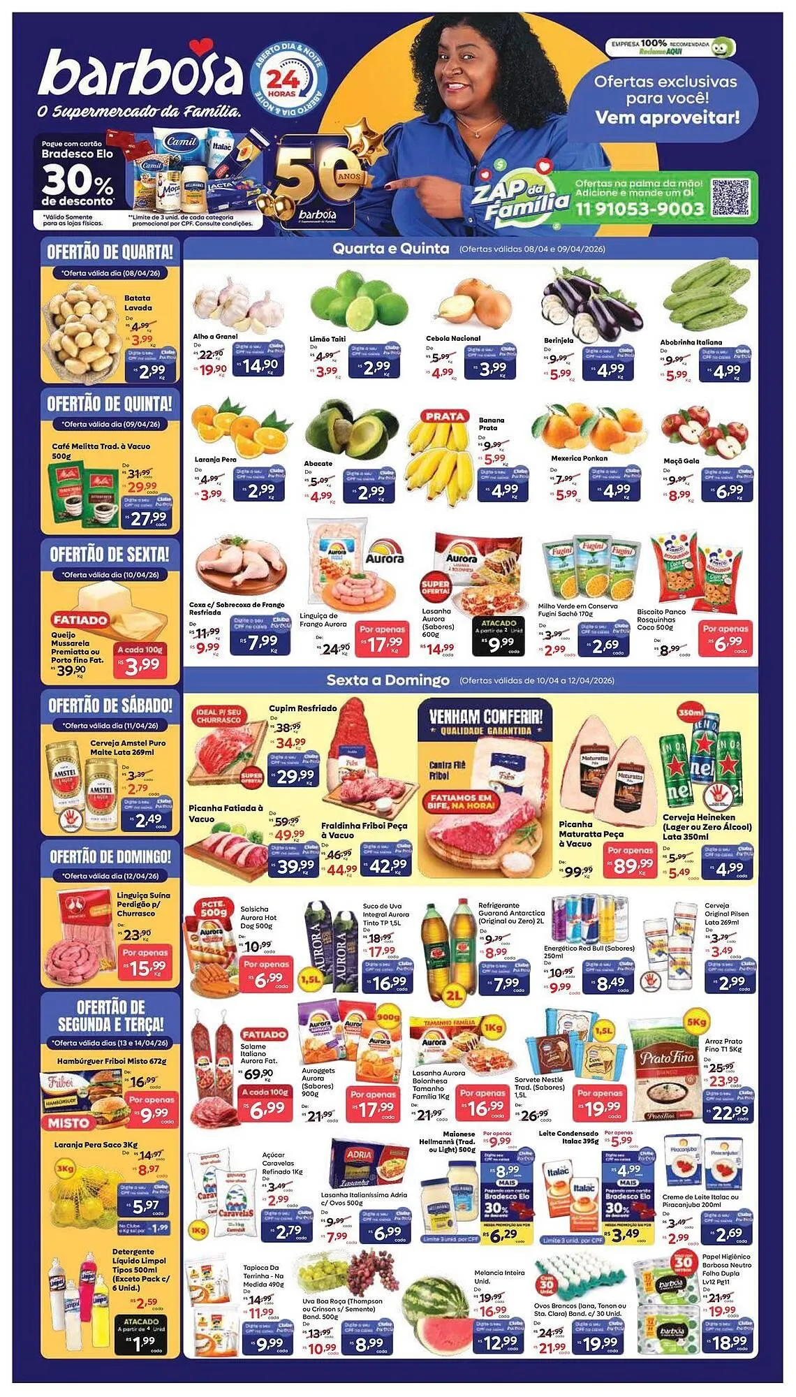 Encarte de Tabloide Barbosa Supermercados 9 de abril até 16 de abril 2026 - Pagina 1