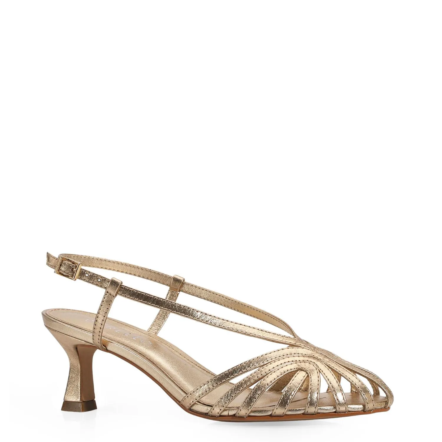 Scarpin Slingback Couro Champagne