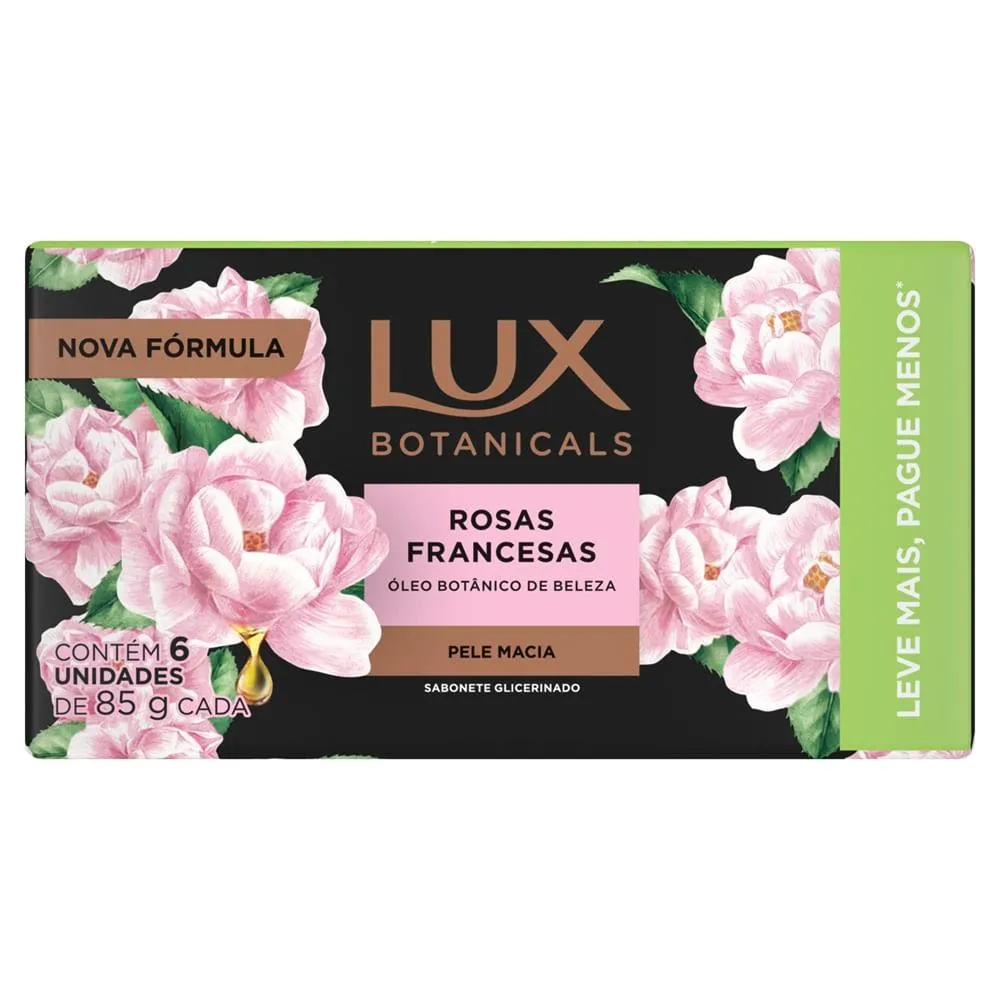 Sabonete Lux Botanicals Rosas Francesas 85g com 6 unidades, leve mais pague menos
