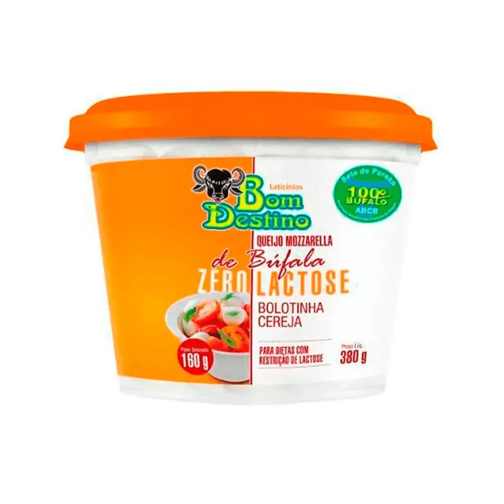 Queijo Mozzarella De Búfala Bolotinha Cereja Zero Lactose Bom Destino 160 G