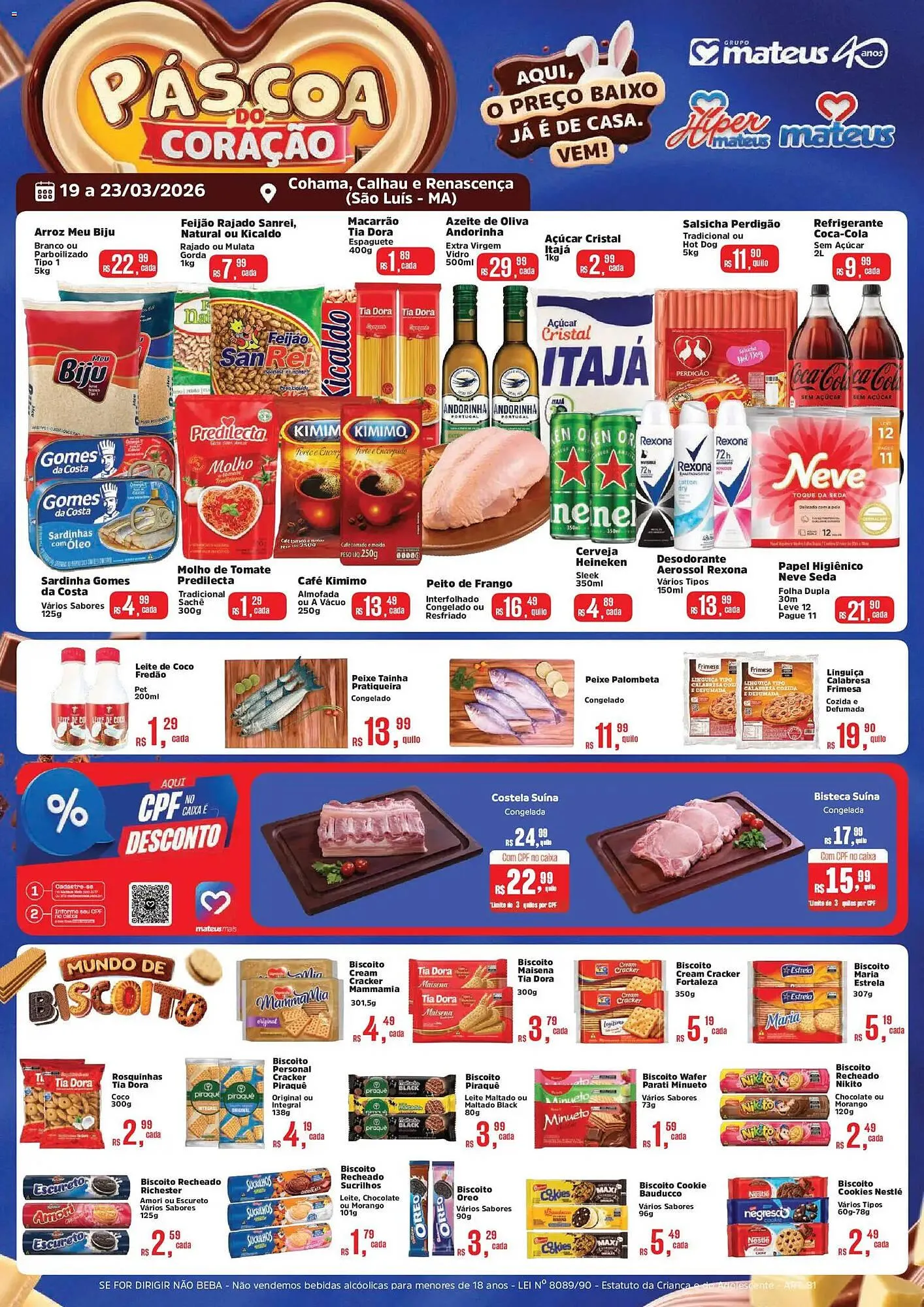 Encarte de Catálogo Supermercados Mateus 19 de março até 23 de março 2026 - Pagina 1