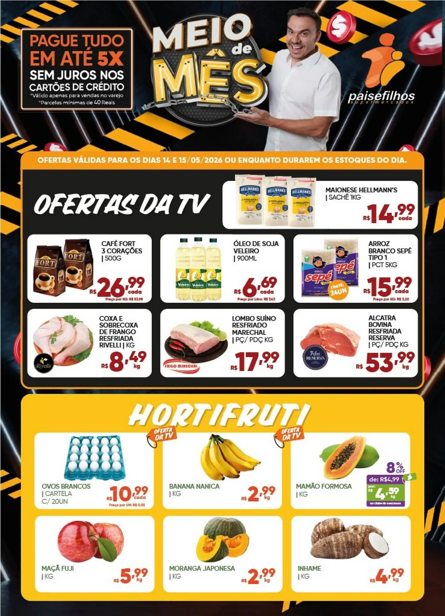 Encarte de Catálogo Pais e Filhos Supermercados 14 de maio até 15 de maio 2026 - Pagina 1