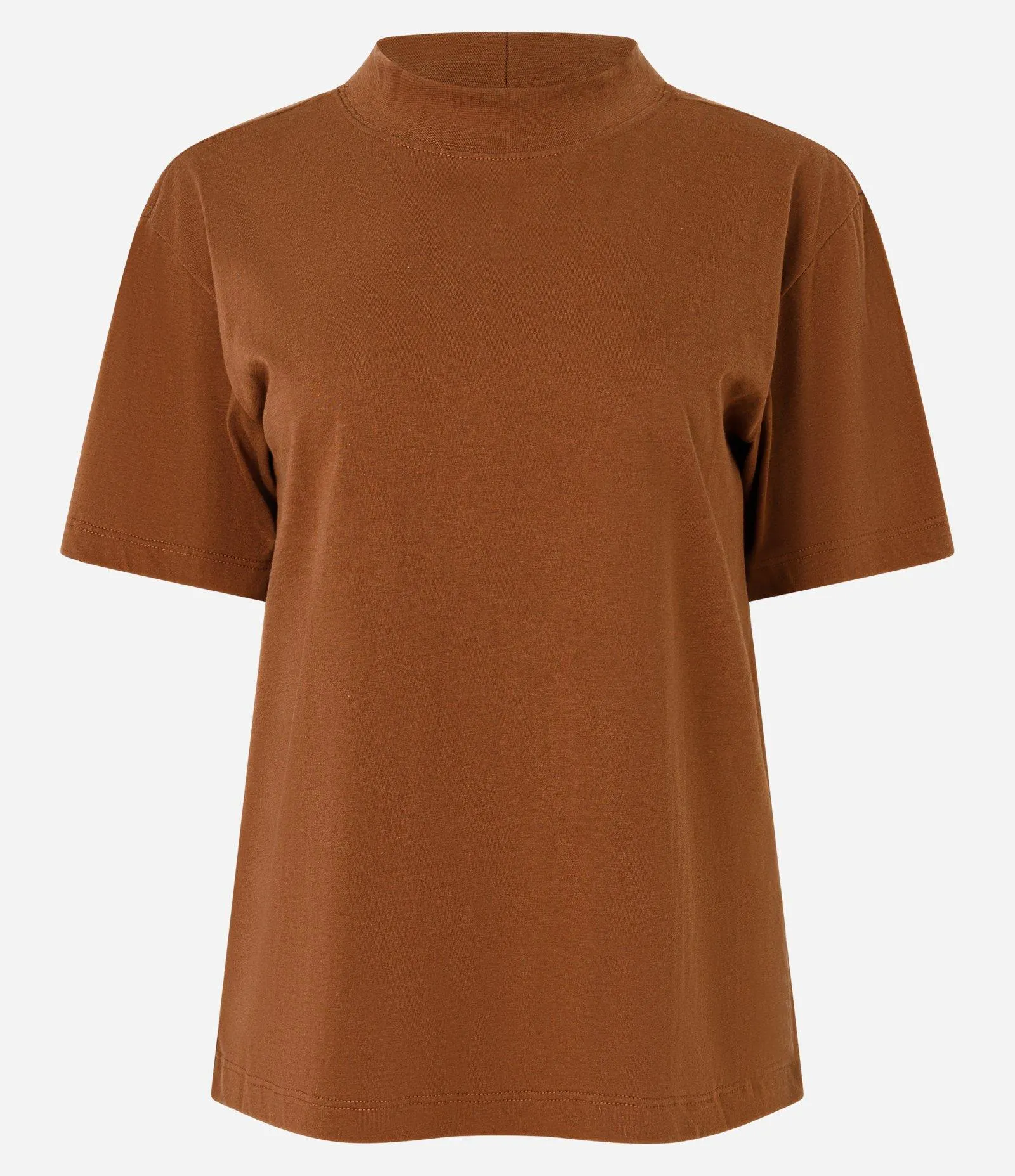 Blusa em Algodão com Golinha Alta Marrom