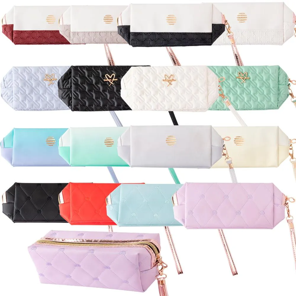 Necessaire Matelassê Plástico Poliéster Texturas E Formatos Sortidos 18x7x10cm LM2004 - honeyhome