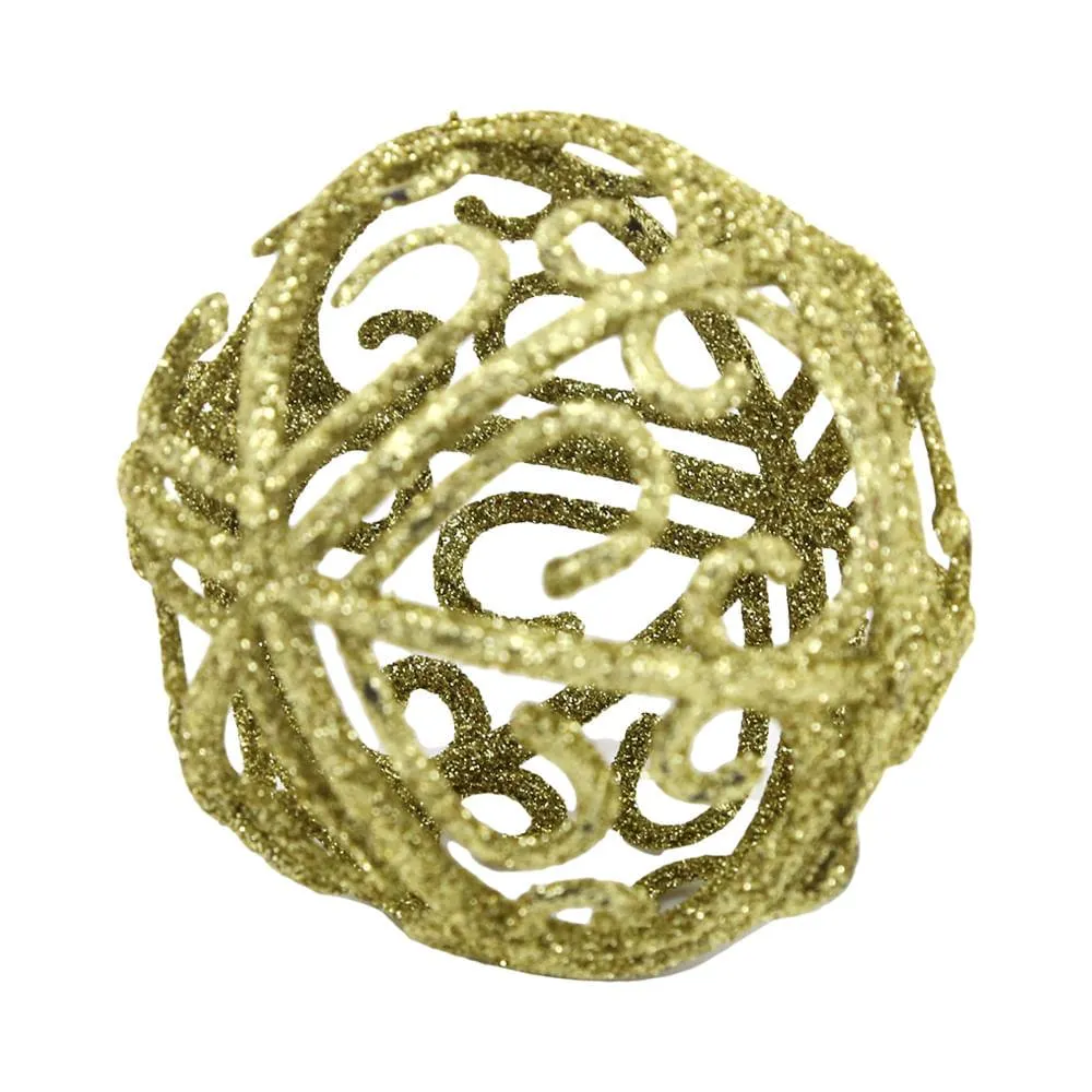 Kit Bola Arabesco Natal Le Dourado 6cm com 6 Unidades
