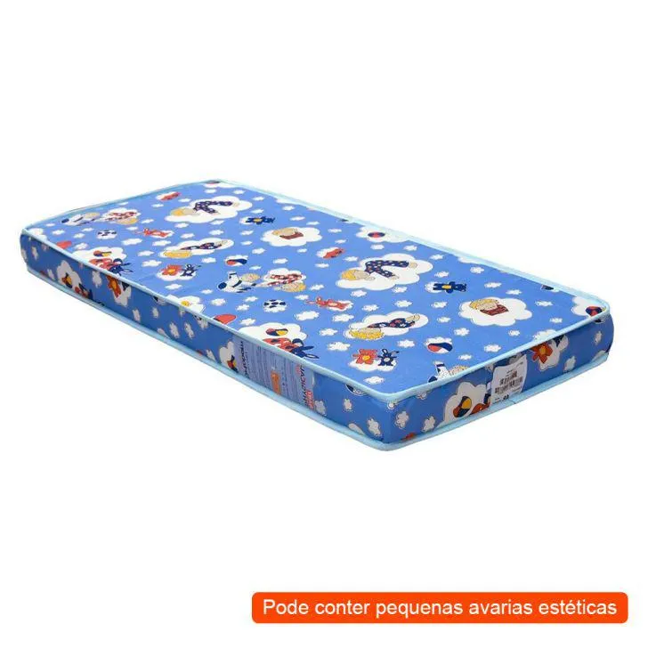[OUTLET] Colchão Infantil Aconchego D18 (8x38x86cm) Azul Estampado