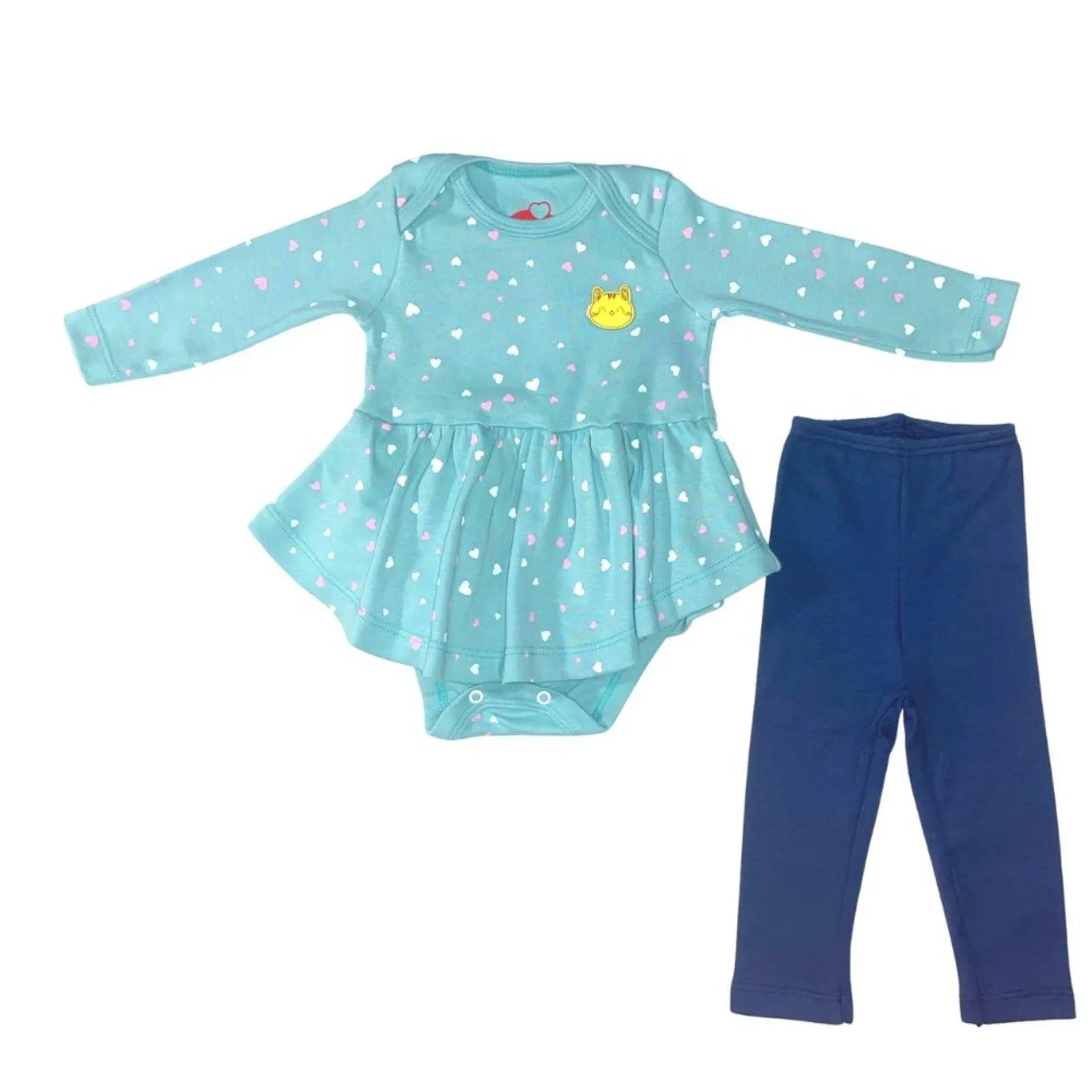 Body Bebê Manga Longa e Culote Kids Like Verde e Azul
