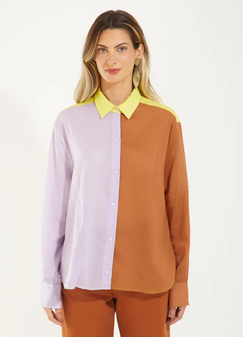 Camisa voil algodão color blocking