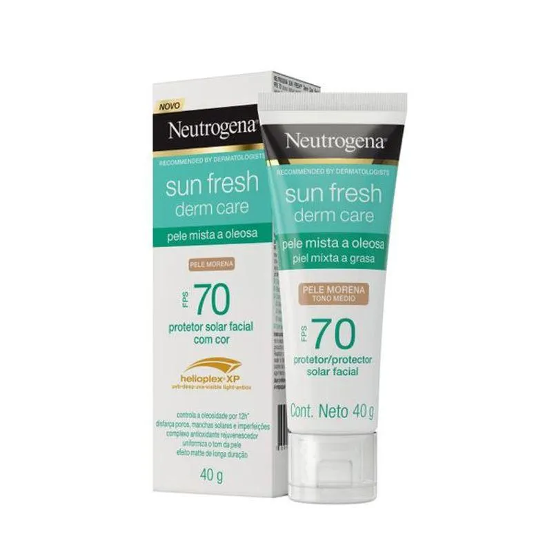 Protetor Solar Facial Neutrogena Sun Fresh Derm Care Pele Morena FPS70 40g