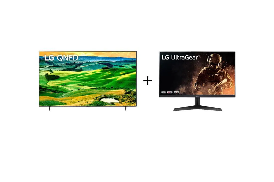 Smart TV LG QNED 65'' Nanocell ThinQ Google Assistente e Alexa 65QNED80 + Monitor Gamer LG Ultragear 24'' IPS 24GN60R