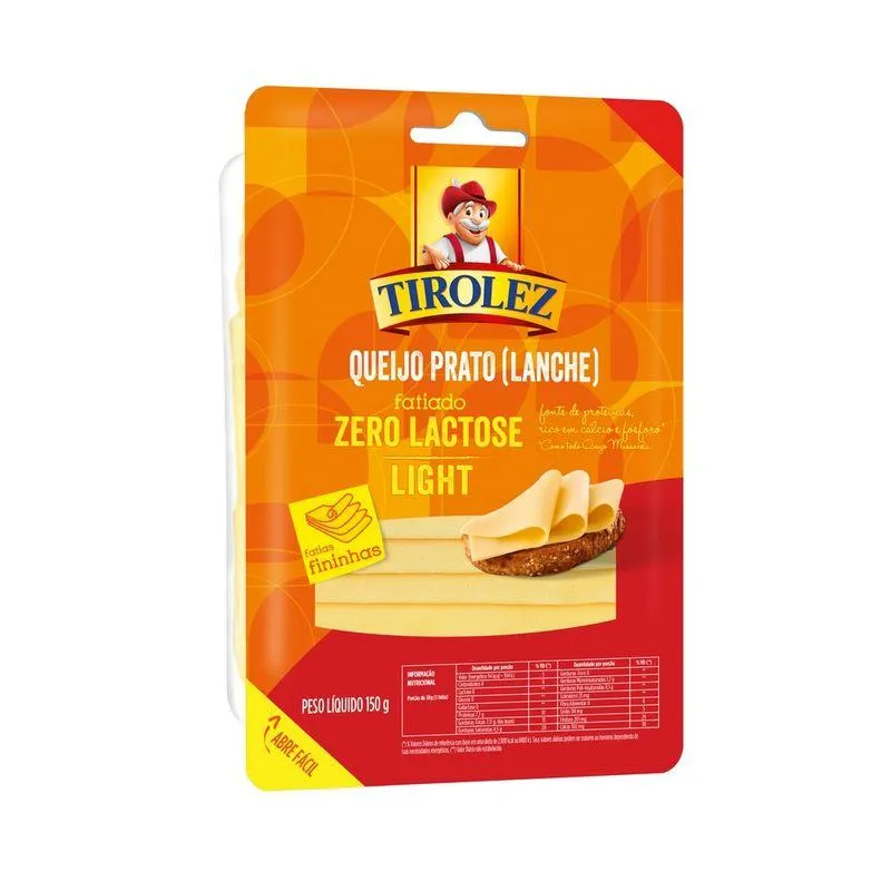 Queijo Prato Tirolez 150g Fatiado Sem Lactose Light