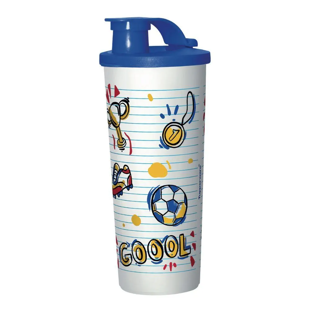 Copo com bico e tampa infantil Tupperware 470ml Futebol